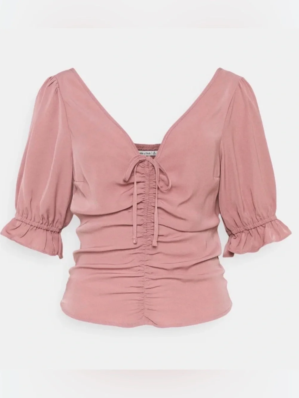 Abercrombie Fitch Dusty Rose Cinched Front Puff Sleeve Smocked Top‎ Small